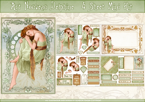 Art Nouveau Delphine 4 Sheet Mini Kit Green