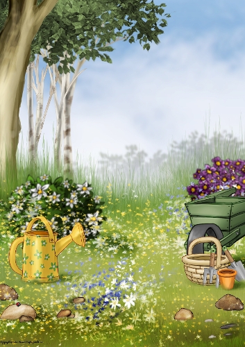 Garden Scene With Watering Can