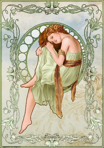 Art Nouveau Delphine A4 Green