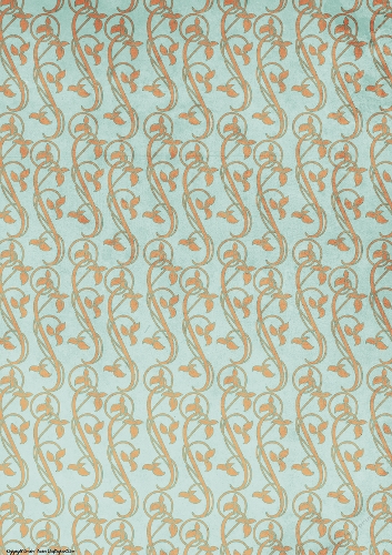 Art Nouveau Delphine Leaf Swirl Paper Aqua