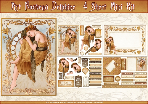 Art Nouveau Delphine 4 Sheet Mini Kit Gold