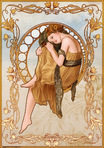 Art Nouveau Delphine A4 Gold