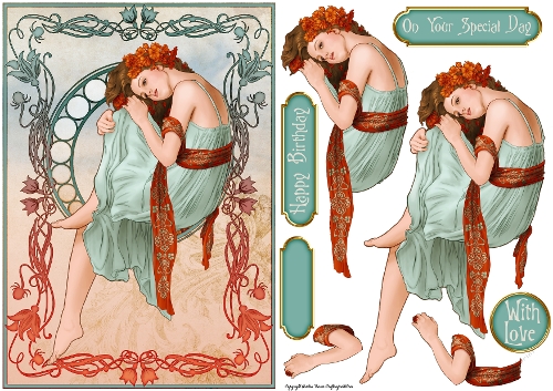 Art Nouveau Delphine Aqua
