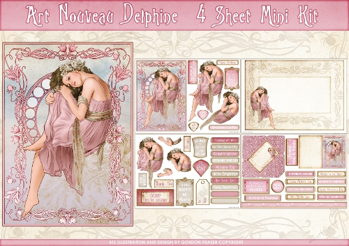 Art Nouveau Delphine 4 Sheet Mini Kit Pink