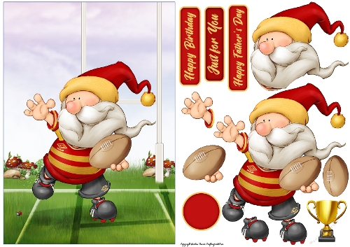 Rugby Gnome Red, Yellow
