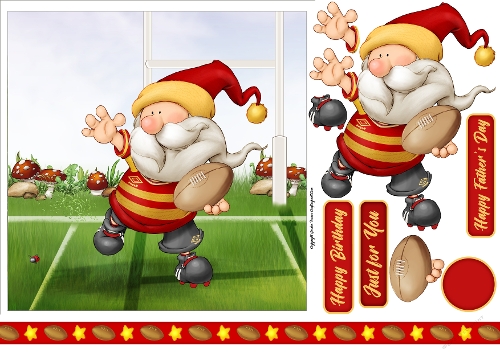 Rugby Gnome Red, Yellow 7x7 Quick Card