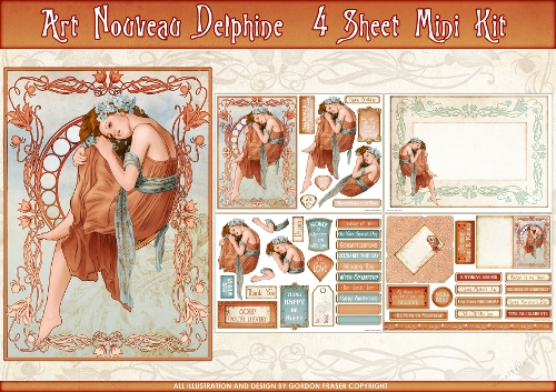 Art Nouveau Delphine 4 Sheet Mini Kit Peach