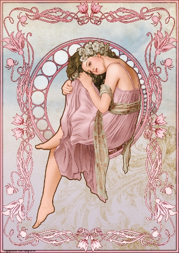 Art Nouveau Delphine A4 Pink