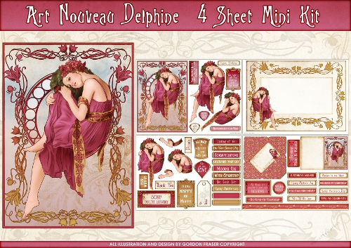 Art Nouveau Delphine 4 Sheet Mini Kit Dark Pink