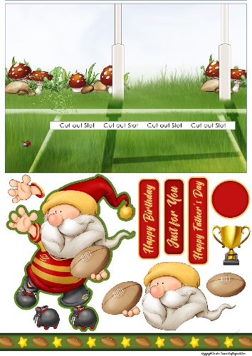 Rugby Gnome Red, Yellow Slider Card