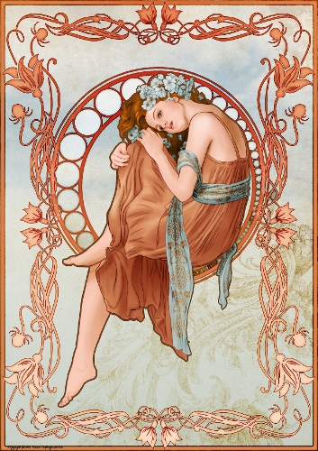 Art Nouveau Delphine A4 Peach