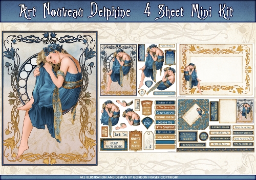 Art Nouveau Delphine 4 Sheet Mini Kit Dark Blue