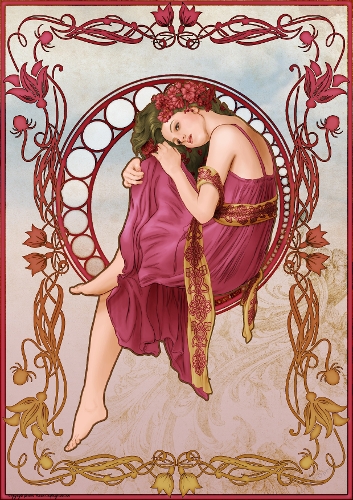 Art Nouveau Delphine A4 Dark Pink