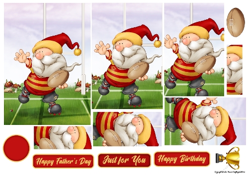 Rugby Gnome Red, Yellow Pyramid