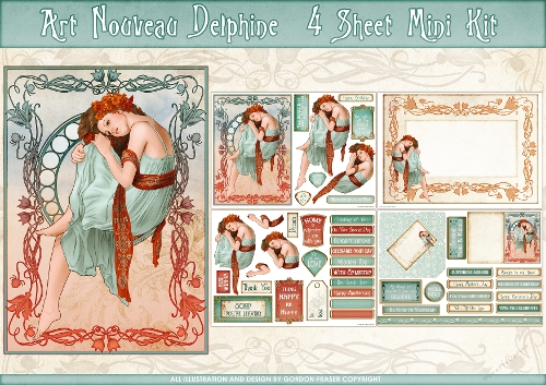 Art Nouveau Delphine 4 Sheet Mini Kit Aqua