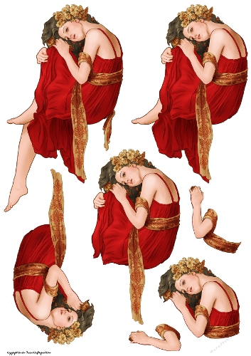 Art Nouveau Delphine Decoupage Sheet Red