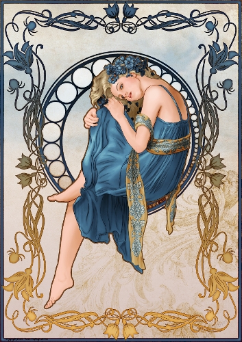 Art Nouveau Delphine A4 Dark Blue