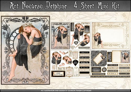 Art Nouveau Delphine 4 Sheet Mini Kit Black
