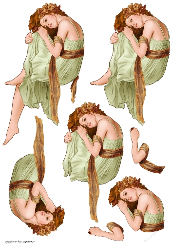 Art Nouveau Delphine Decoupage Sheet Green