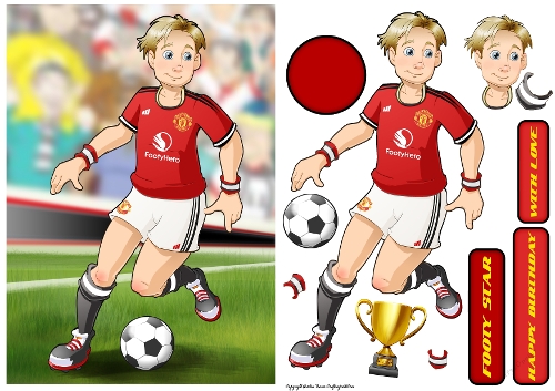 Young Footballer Dude Red, Black White
