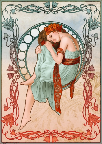 Art Nouveau Delphine A4 Aqua