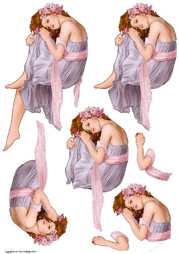 Art Nouveau Delphine Decoupage Sheet Lilac