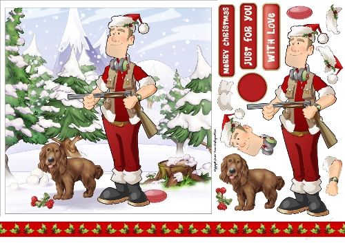 Christmas Clay Pigeon Shooting Dude 2 7x7 Quick Card