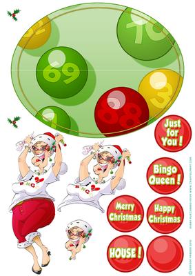 Christmas Bingo Queen Wobble Card.