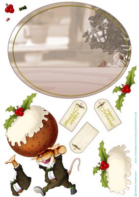 Christmas Pudding Mouse Wobble Card.