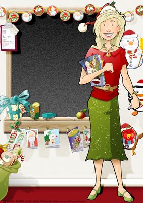 Christmas Thank You Teacher Female A4.