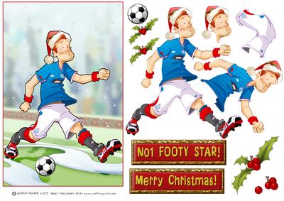Blue, Red and White Christmas Football Dude.