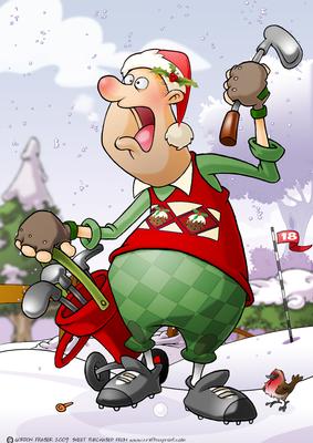 Christmas Crazy Golfer Dude A4.