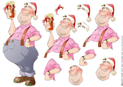 Christmas Spirits Dude Decoupage Sheet.