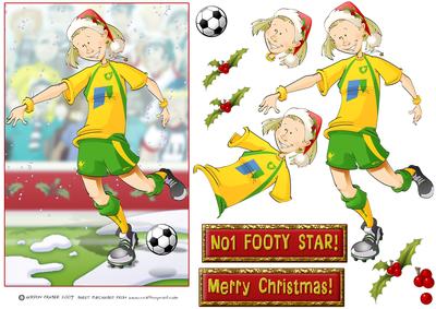 Christmas Football Girl Yellow and Green.