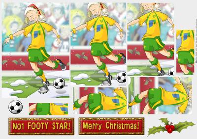Christmas Football Girl Yellow and Green Pyramid.