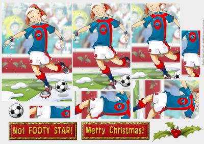 Christmas Football Girl Blue and White Pyramid.