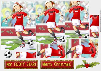 Christmas Football Girl Red and White Pyramid.
