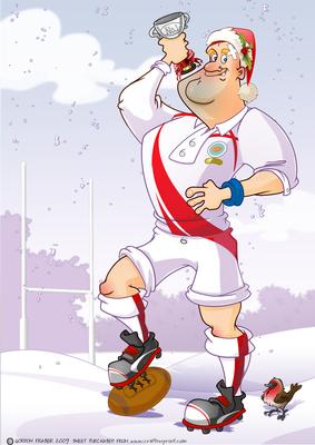 Chrstmas Rugby Dude England A4.