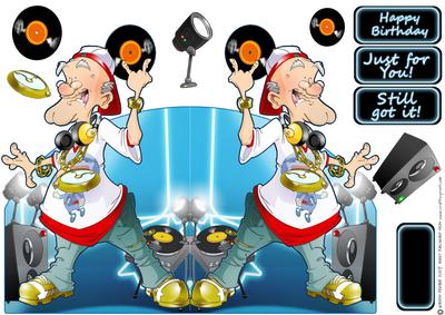 Old Dj Dude Shaped Card.