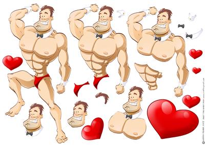 Valentines Day Dude Hunk Decoupage Sheet.