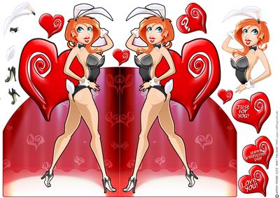 Valentines Day Bunny Girl Shaped.