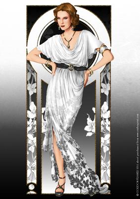 Art Deco Lady Elise (white) A4