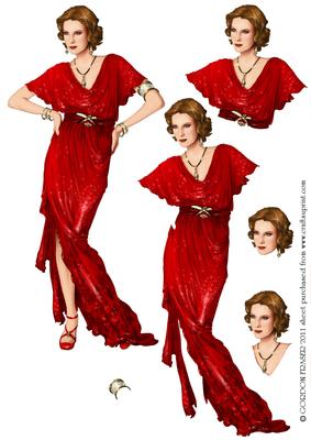 Art Deco Lady Elise (red) Decoupage