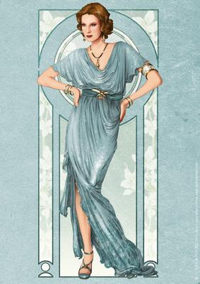 Art Deco Lady Elise (aqua) A4