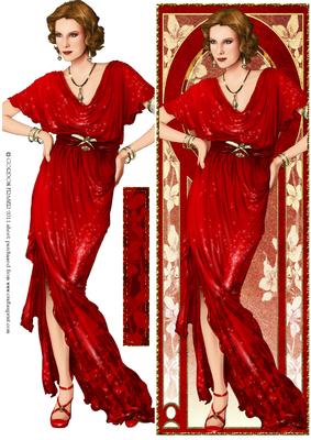 Art Deco Lady Elise (red) Large Dl