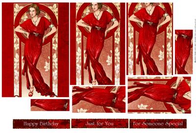 Art Deco Lady Elise (red) Pyramid