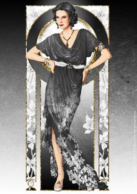 Art Deco Lady Elise (black) A4