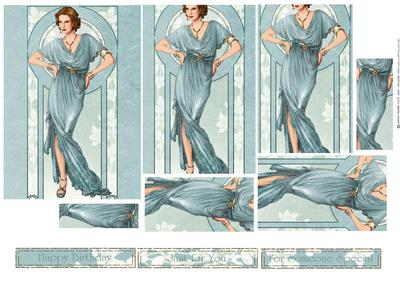 Art Deco Lady Elise (aqua) Pyramid