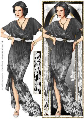 Art Deco Lady Elise (black) Large Dl