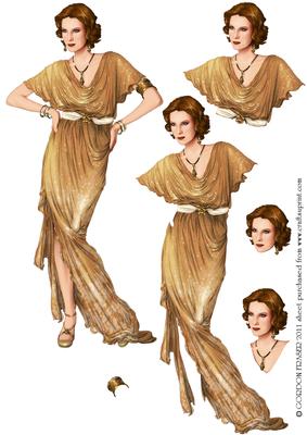 Art Deco Lady Elise (gold) Decoupage Sheet